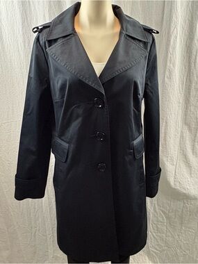 MICHAEL Michael Kors Classic Navy Trench Coat with Notch Collar L